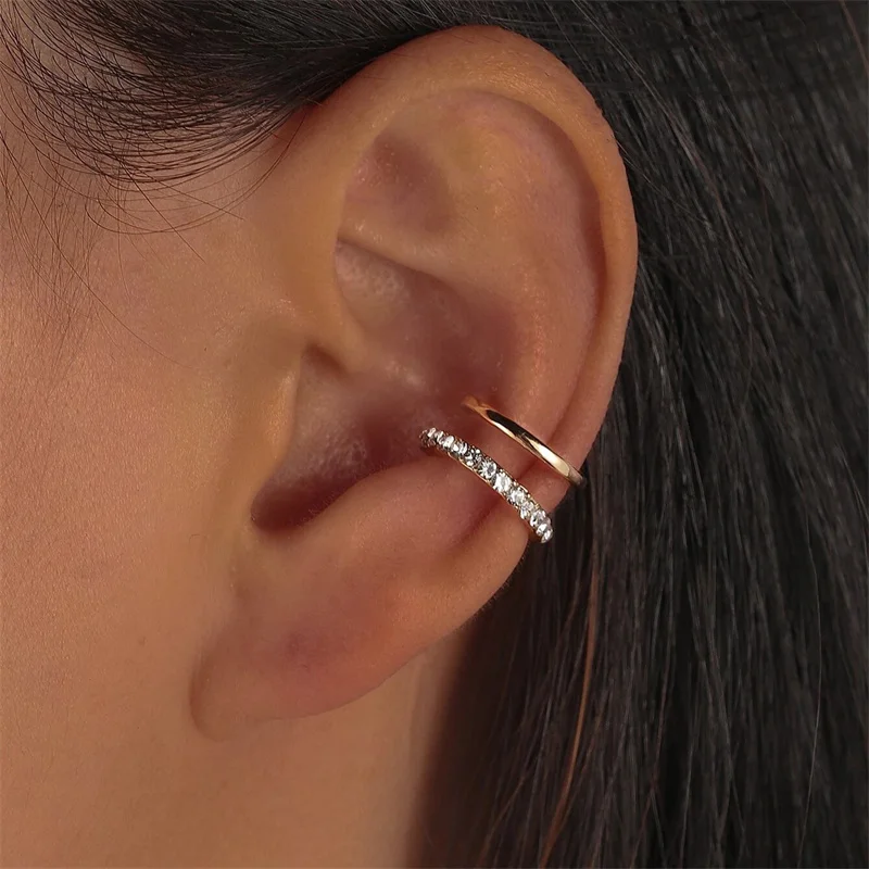 

Fashion Exquisite Rhinestone Decor Ear Cuff earring for Woman Ear 2022 Summer New Arrival Christmas Jewelry Gift