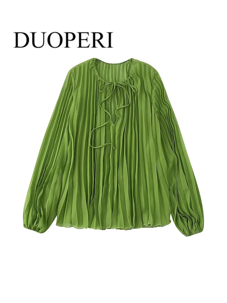 

Блузка женская плиссированная с длинным рукавом, на пуговицах