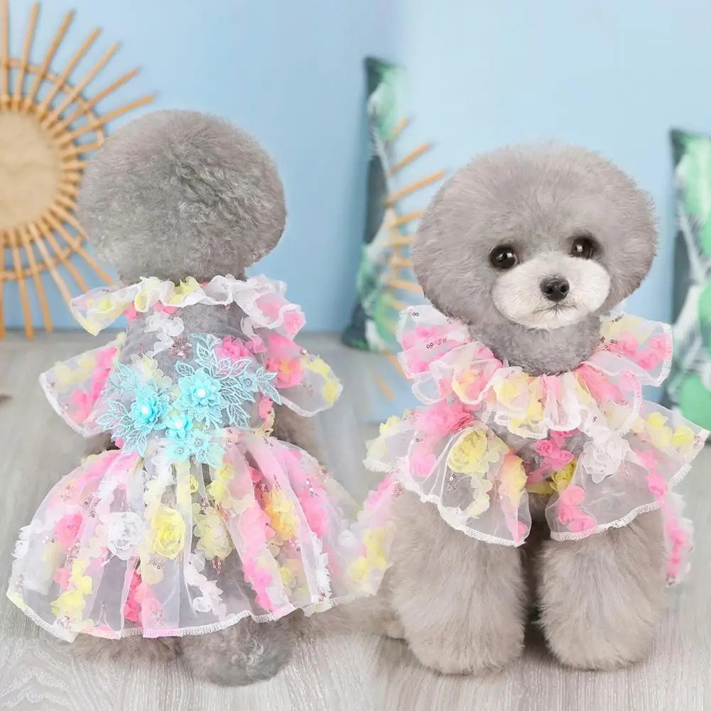 

Summer Dog Dress Stylish Dog Vest Dress Puppy Clothes Elegant Puppy Clothes Dog Wedding Lace Dress for Female Dogs