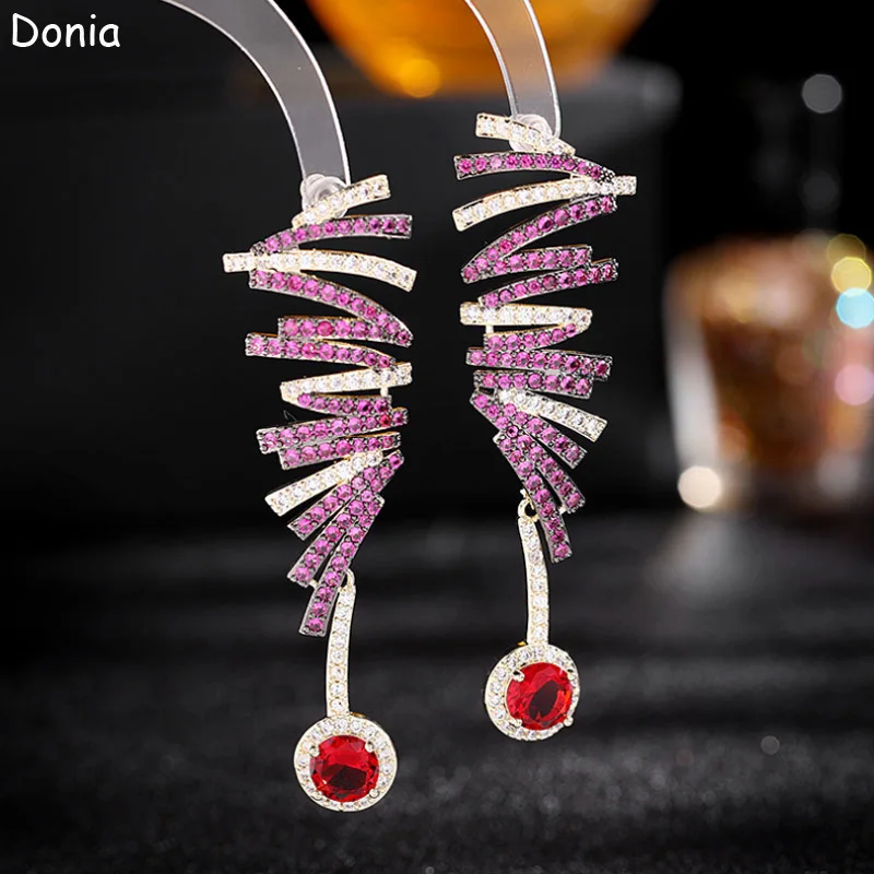 

Donia Jewelry Fashion Irregular Geometry Joker Cute Titanium Micro-Inlaid AAA Zircon Earrings Luxury Accessories.