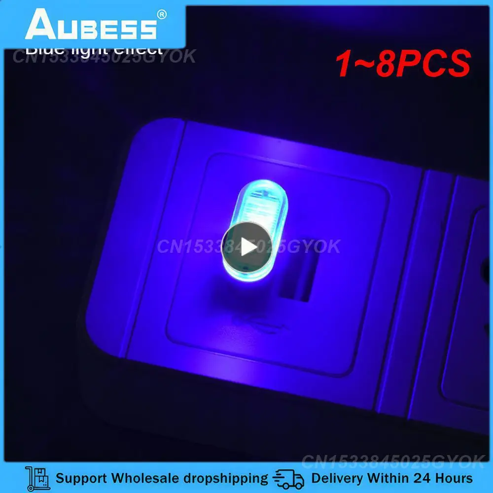 

1~8PCS Mini USB Light LED USB Night Light Modeling Car Ambient Light Neon Interior Light Car Jewelry (5 kinds of light colors)