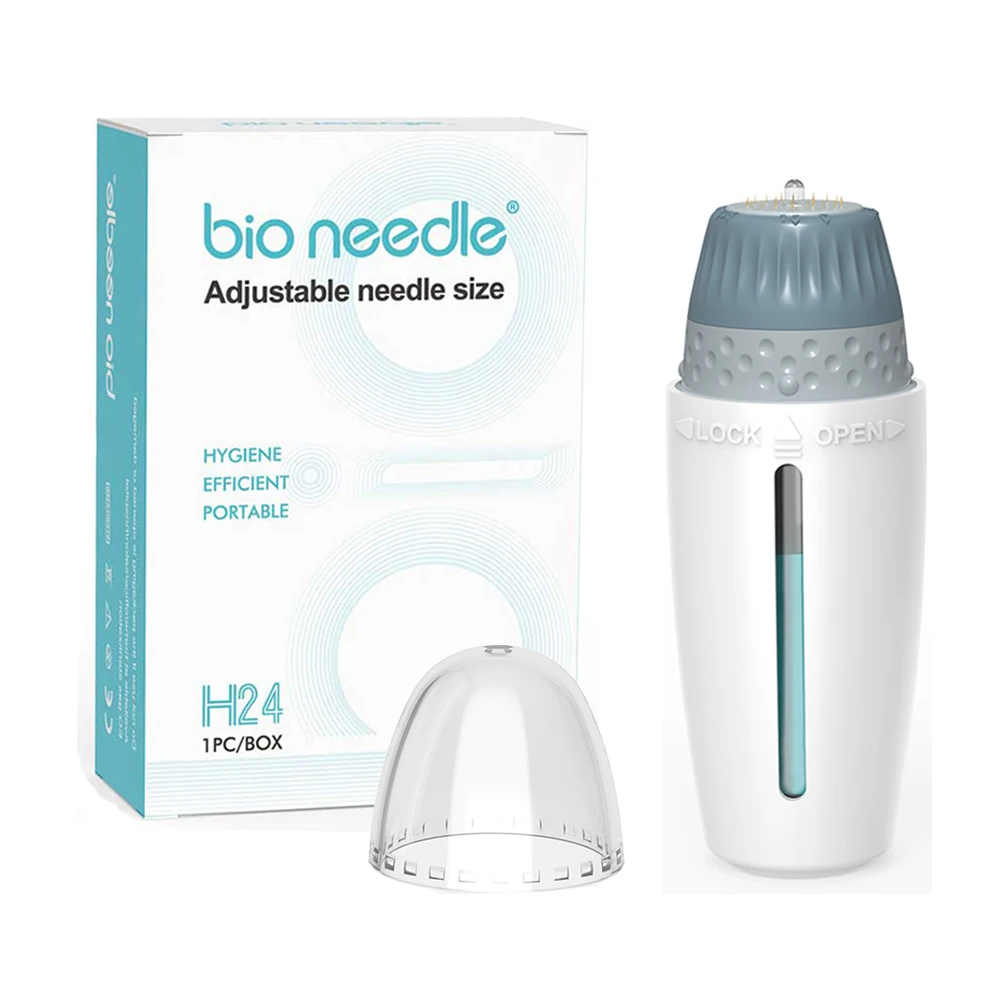 Bio Needle H24-máquina de mesoterapia con puntas de titanio, sello Derma ajustable, microagujas faciales, inyección de suero de aguja Hydra