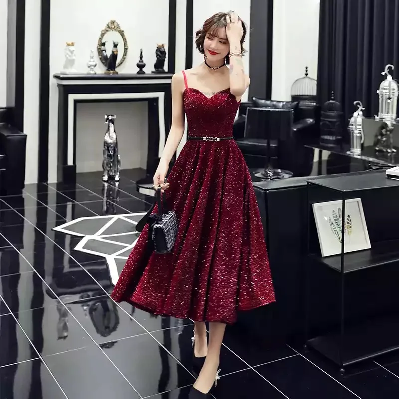 

2021 Vestido De Festa Новый дизайн сексуальное Официальное Платье бордовое милое длинное вечернее платье светоотражающее платье