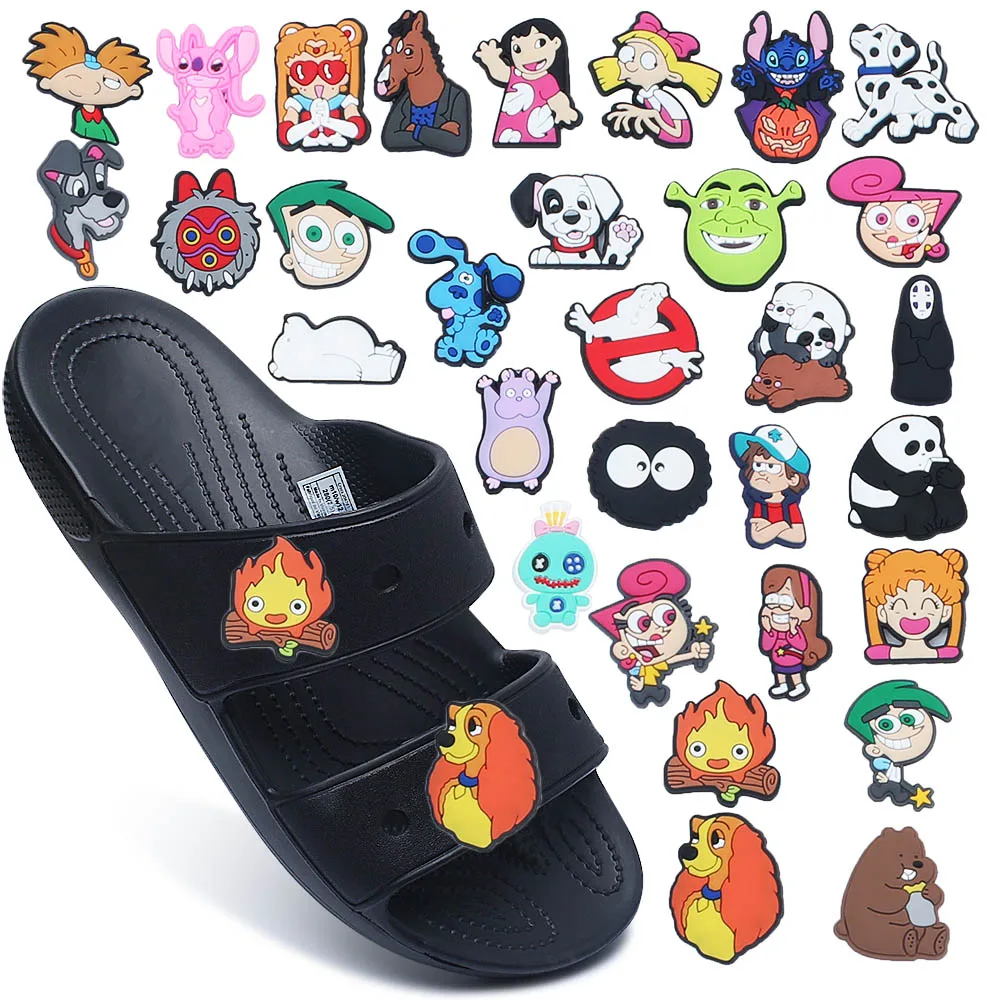 Various Classic Cartoons Shoe Charms Accessories Clog Decorations PVC Croc Jibz Wrist Strap Buckle for Kids Party Xmas Gifts
