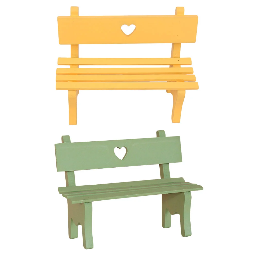 

2pcs Simulation Miniature Bench Adornment Small Wood Bench Model Ornaments