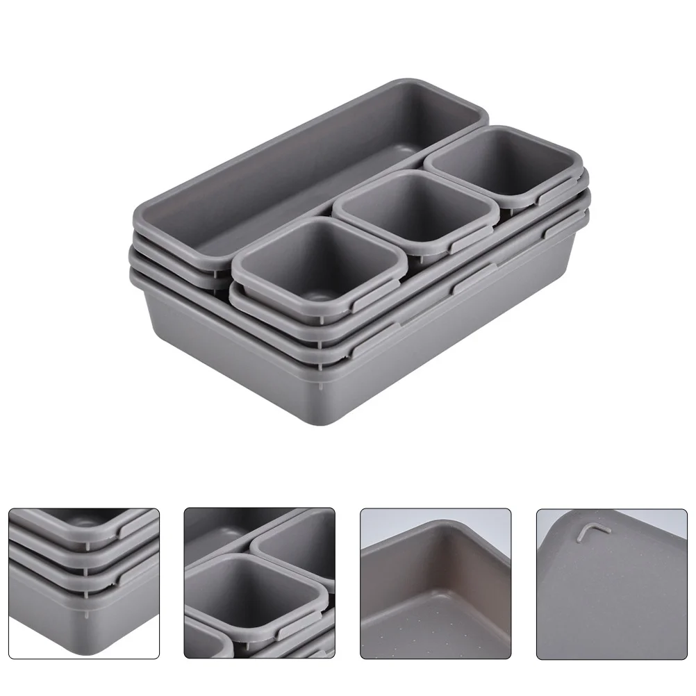 

8 Pcs Makeup Vanity Stool Plastic Storage Containers Clothes Drawer Box Case Sundries Cutlery Rack Household Supplies Desktop