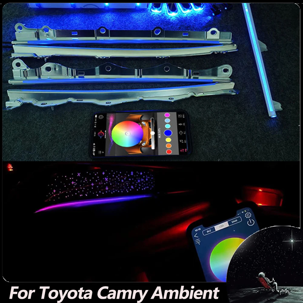 

LED Ambient Light For Toyota Camry 64-color central control lamp illuminated door light Symphony version atmosphere light