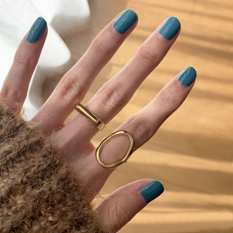 

HUANZHI 2020 New Trendy personality Simple Irregular Geometric Oval Hollow Out Opening Ring For Women Girls Party Jewelry Gift
