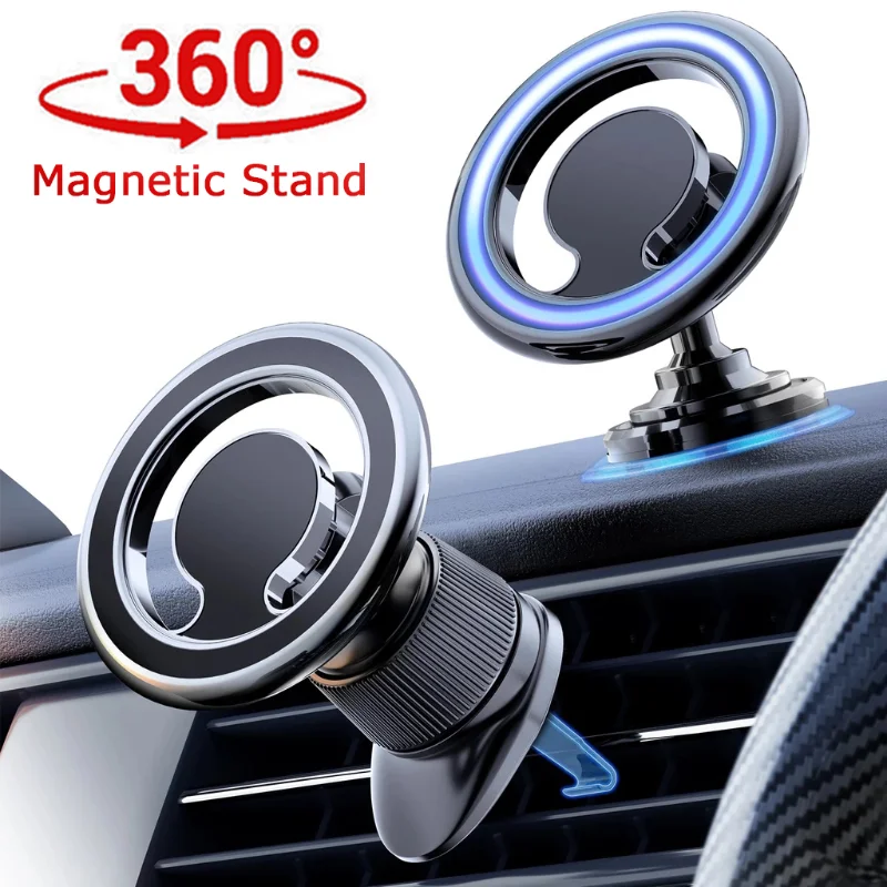 

Car Magnetic Phone Holder Magsafe Ring Case Dashboard Air Outlet Mount 360 Degree Rotation for IPhone Samsung Auto Accessiores