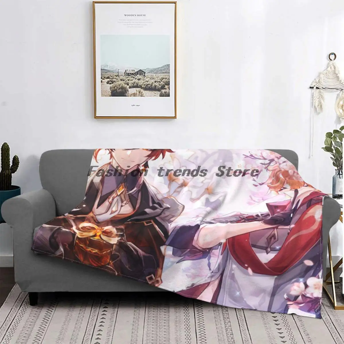 

Childe Zhongli Genshin Impact Blanket Flannel Textile Decor Anime Lightweight Throw Blanket for Sofa Bedroom Plush Thin Quilt