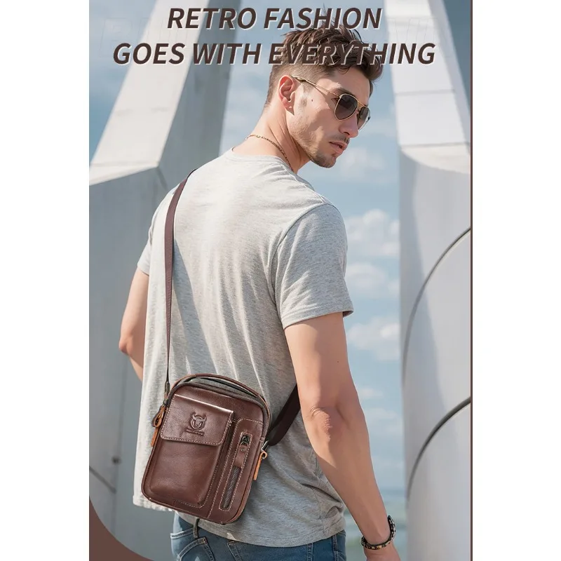 Мужская сумка через плечо из натуральной коровьей кожи