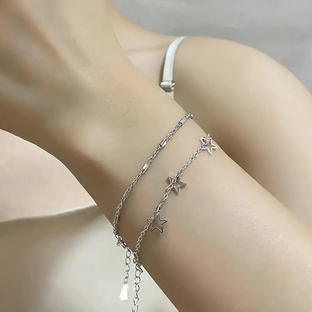 

Ladies Bracelet Punk Lightweight Dress Up Lady Personality Hollow Star Pendant Charm Bracelet Women Bracelet for Party