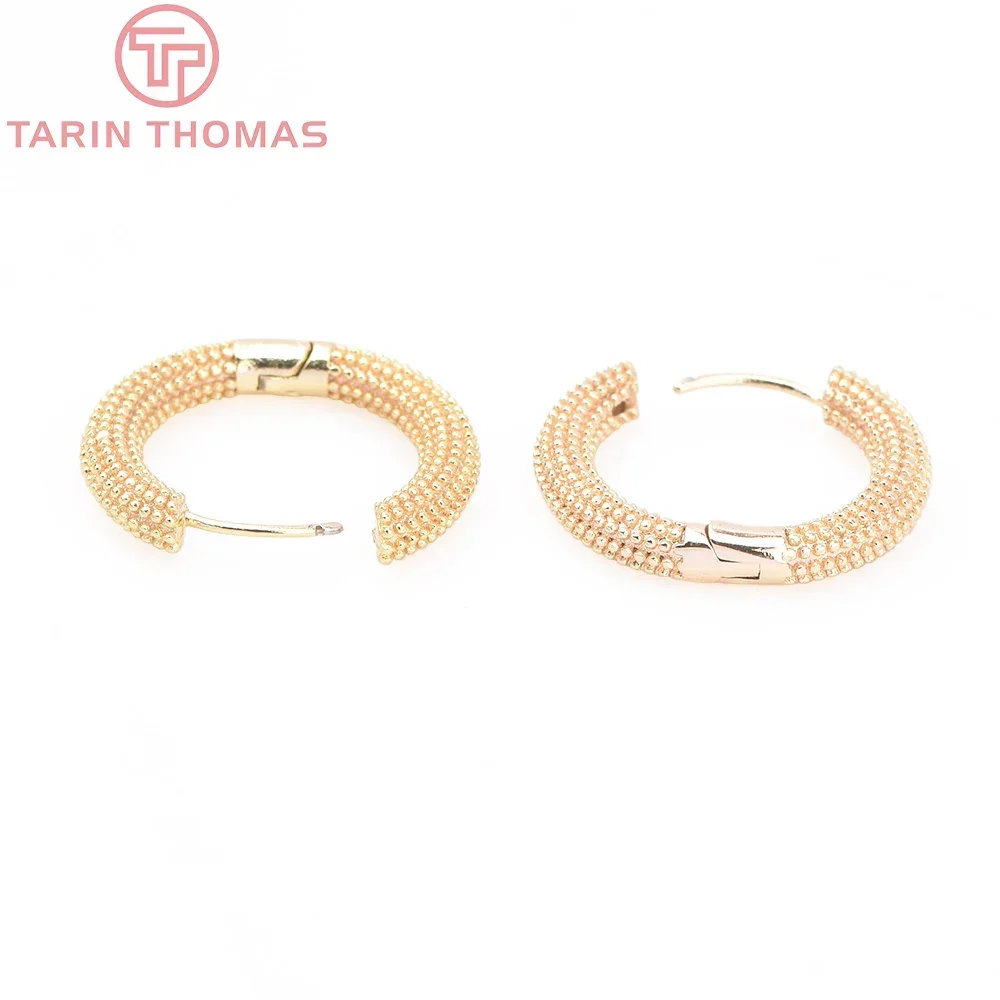 Латунные круглые серьги-кольца с застежкой 6 шт