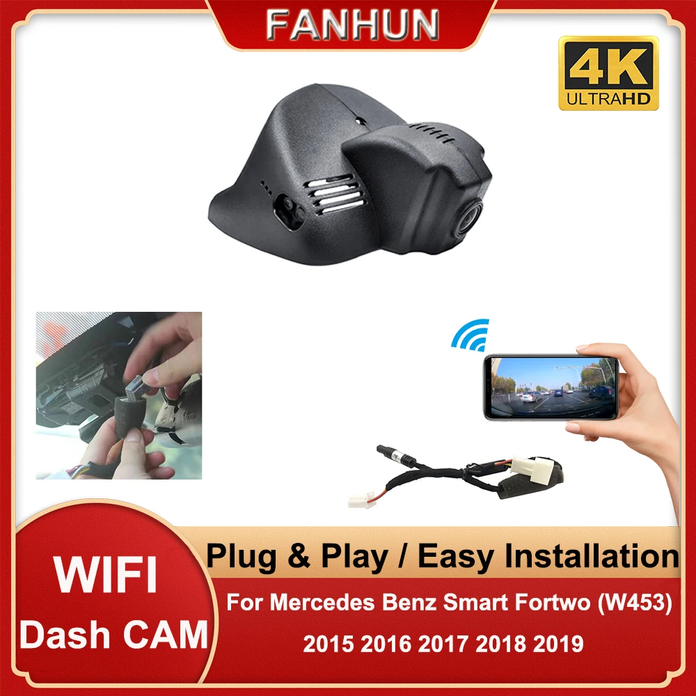 

4K 2160P подключи и работай WIFI Автомобильный видеорегистратор камера видеорегистратор Автомобильный регистратор для Mercedes Benz Smart Fortwo W453 2015 2016 ...