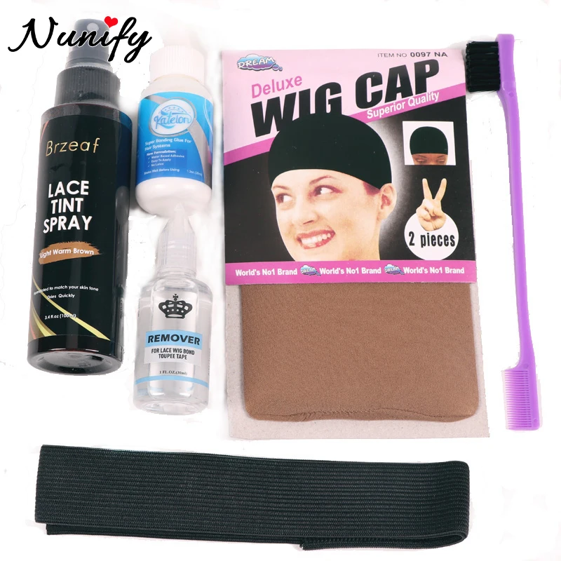 Nunify Edge Melt Band With Double Side Edge Brush Set Hair Glue For Lace Wig Elastic Wig Caps For Women Lace Tint Spray Wig Glue