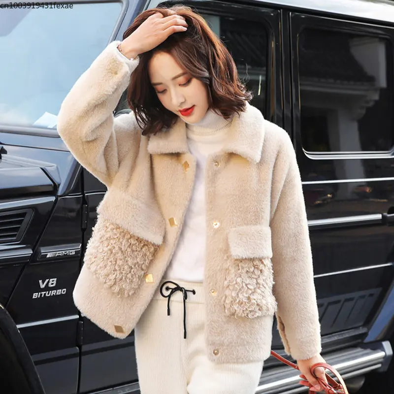 

2022 Imitation Mink Cardigan Velvet Jacket Women's Winter New Thick Short h Coat Female Autumn Outerwear Top Warm korean