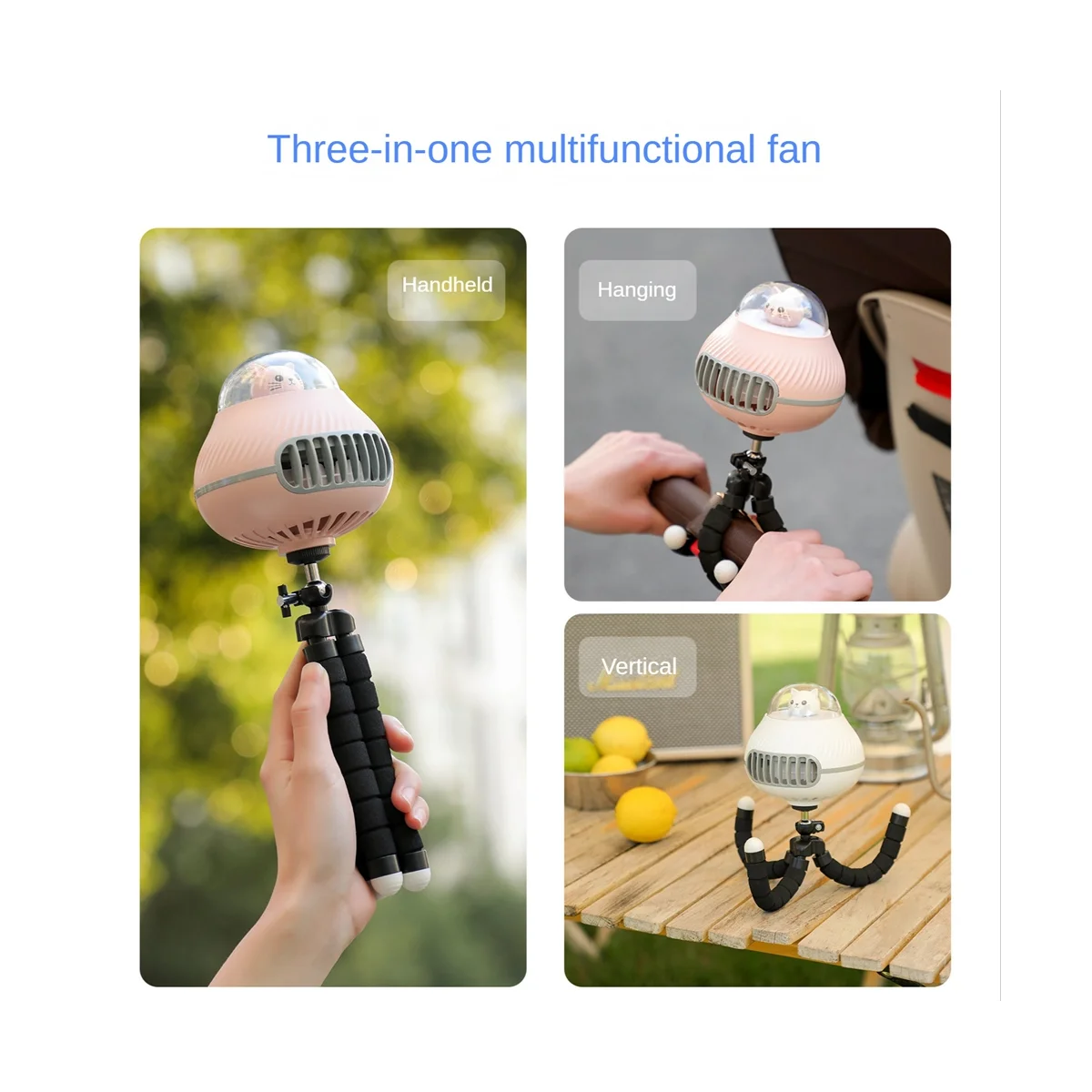 

Portable Bladeless Stroller Fan USB Rechargeable Handheld Outdoor Air Conditioner Mute Folding Desktop Air Cooler-B