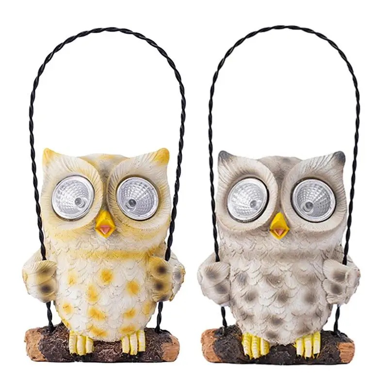 

Solar Powered Owl Light Hangings Outdoor Owl Lantern Smart Photosensitive Lighting Garden Lights Non-Slip Base Waterproof Resin