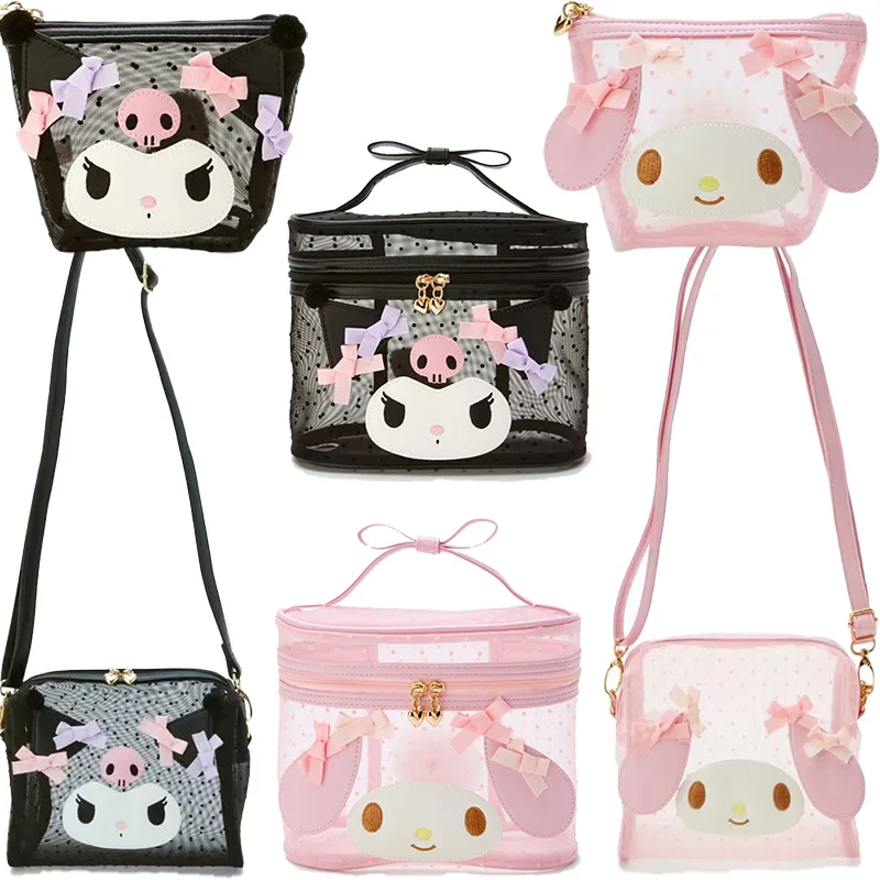 

Симпатичная плюшевая мультяшная сумка Sanrio Kuromi My Melody, мешок для хранения косметики с песком, красивая настольная дорожная сумка с мусором, по...