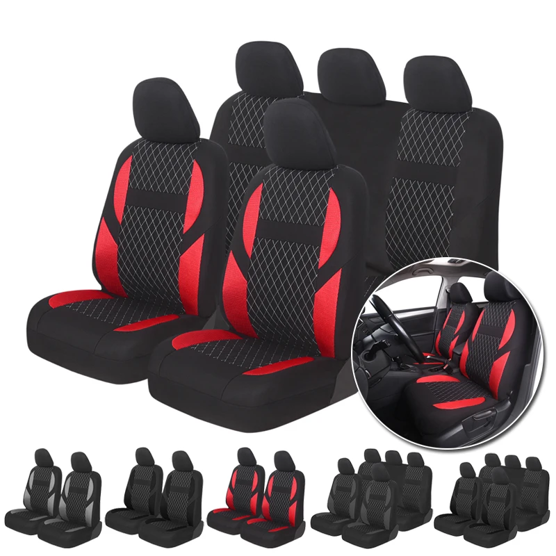 

Full Set Car Seat Cover Front&Rear Split Bench Protection&Design Airbag Carstyling Universal Fit Cars For Kia Rio For Pe