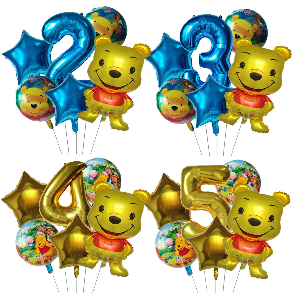 

6pcs Winnie The Pooh Balloon Set Birthday Party Decoration Cartoon Bear Foil Helium Balloons Air Globos Baby Shower Supplies Toy