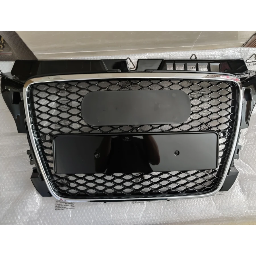 

For RS3 Style Front Sport Hex Mesh Honeycomb Hood Grill Chrome Frame Gloss Black for Audi A3/S3 8P 2009 2010 2011 2012 2013