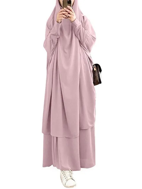 Islamic Prayer Clothes 2 Pieces Set for Women Abaya Muslim Prayer Dress Khimar Niqab Gifts for Her Long Khimar Ramadan Gown 5