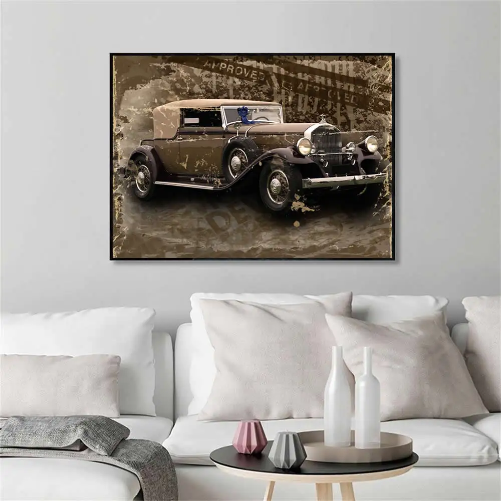 

Retro Car Posters Pictures on the Wall Art for Living Room Home Decoration Nordic Classic Cars Vintage Canvas Print Painting