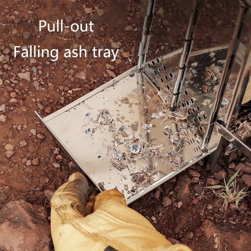 Мини уличная дровяная печь портативная для кемпинга пикника барбекю складной