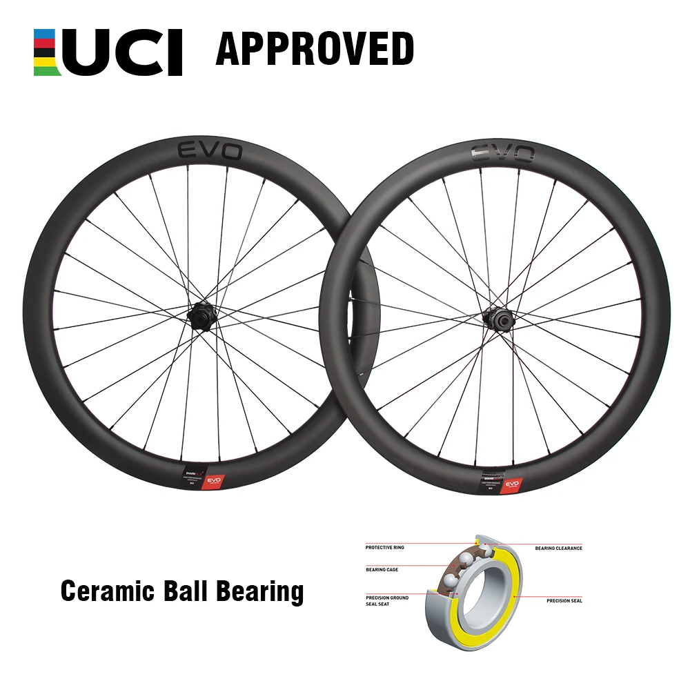 

Ceramic Bearing Carbon Bicycle Wheels Disc Brake 50mm EVO Road Bike Racing ELITE Wheelsets 25C UCI Approved Center Lock