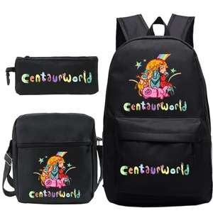 Centaurworld Backpack 3 PCS Set Boys Girls Cartoon school bag Teens Daily Knapsack Mens Womens Trave