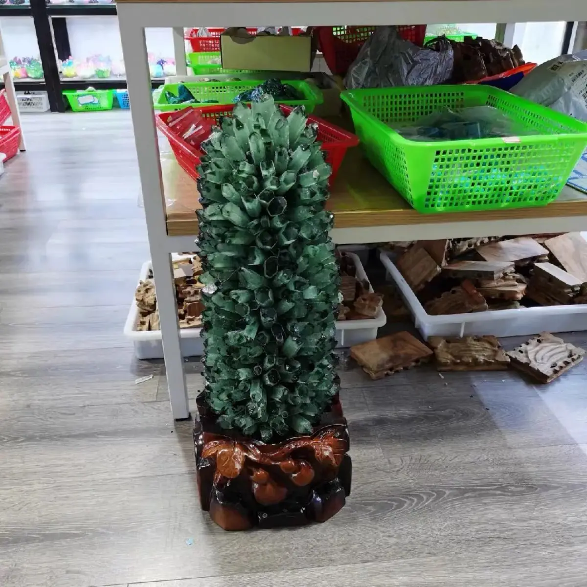 15Kg Natural Green Crystal Cluster Ornaments Degaussing Air Purification Radiation Protection Living Room Office Opening Gifts