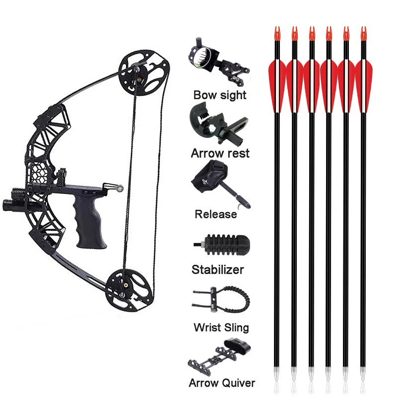 

Handheld Compound Bow 45 Lbs Mini Hunting Archery Composite Pulley Bow And Arrow Set For Outdoor Hunting Fishing Training