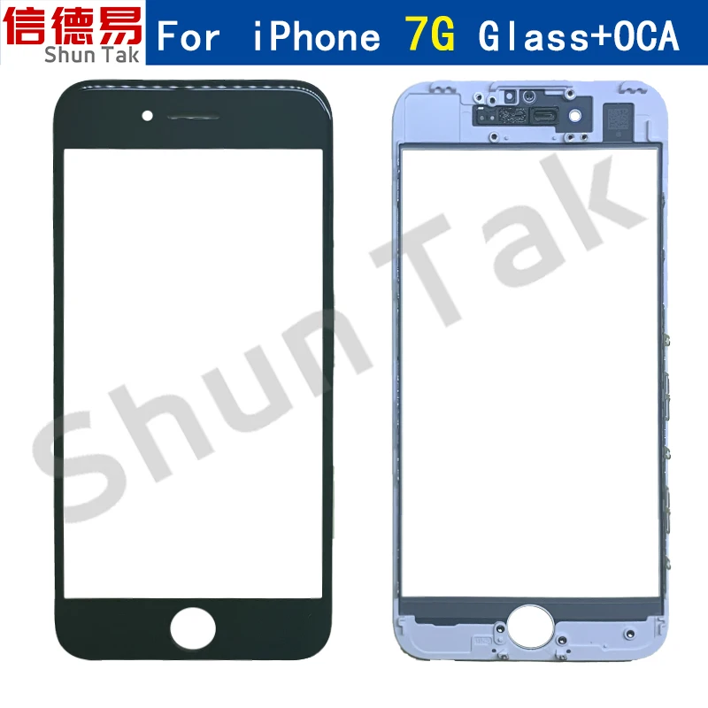

Внешнее стекло для iPhone 7G Запчасти без дисплея только стеклянная линза сенсорного экрана + передняя рамка + инструменты OCA