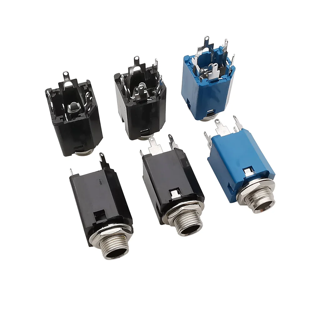 Фото PJ-612A Audio Jack 6.35mm 1/4inch Female Socket 3/5 Pin Stereo Audio Microphone Guitar TRS Plugs Connector Nut Panel Mount №1