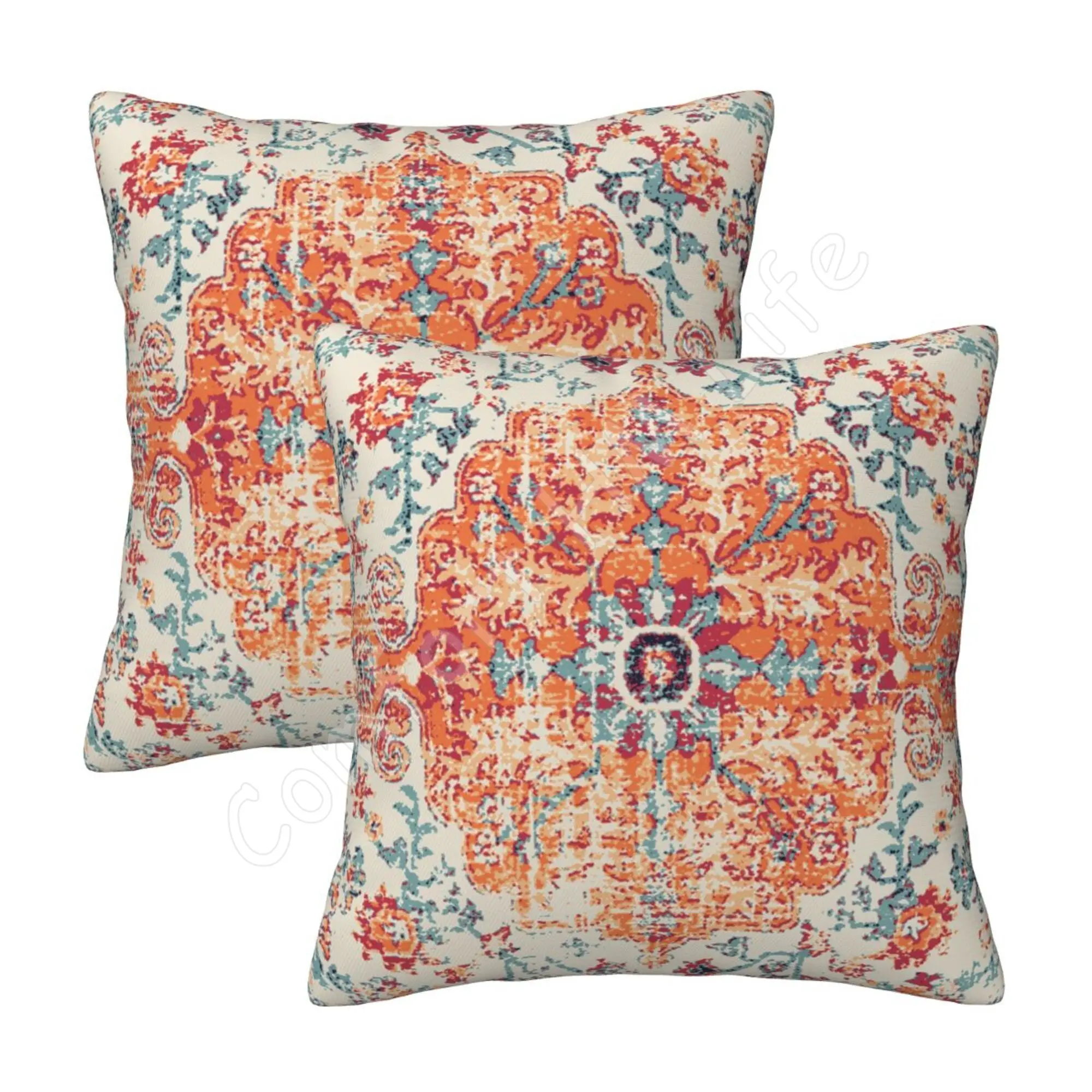 Aztec Terracotta Boho Square Pillow Cases 18x18 Inch Set of 