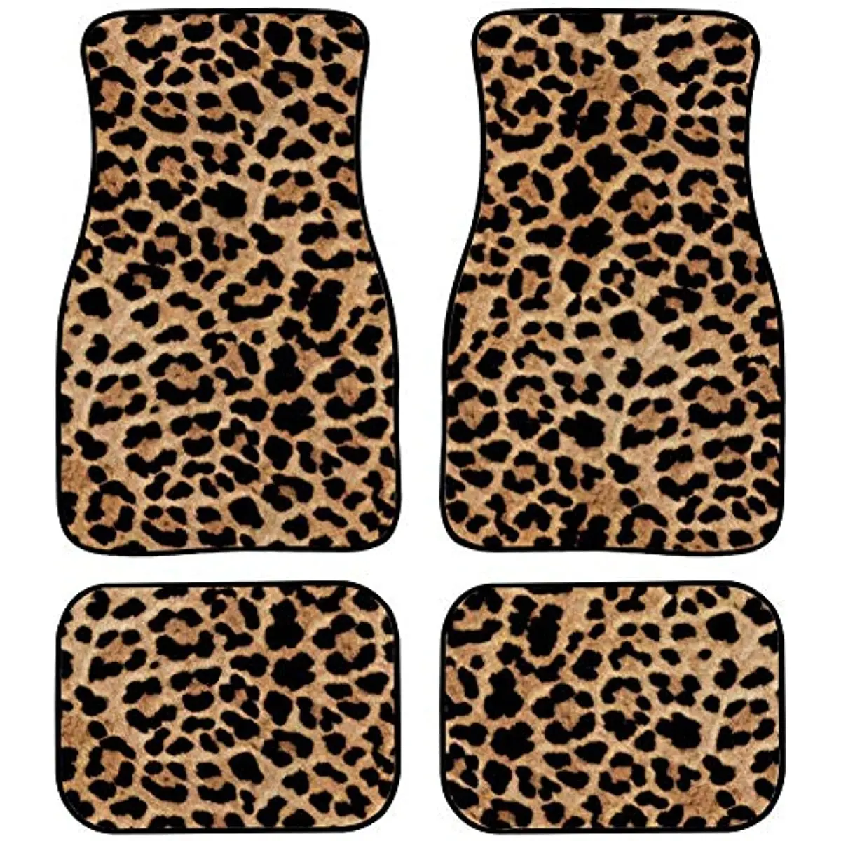 

Leopard Car & Auto Floor Mats Women Men 4-Piece Full Set All Weather Universal Front & Rear Automotive Floor Mat Fit for SUV Sed