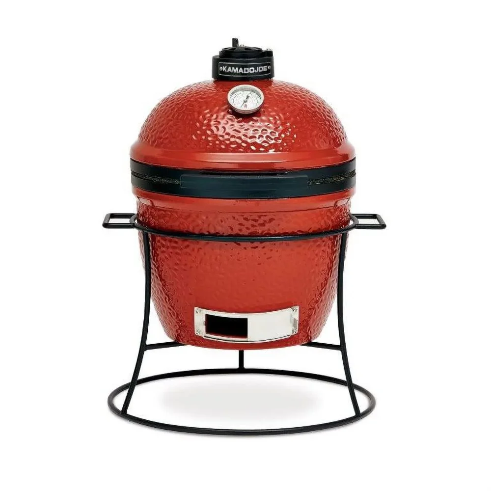 

Joe Jr. 13.5 in. Portable Charcoal Grill in Red with Cast Iron Cart, Heat Deflectors and Ash Tool gas grill