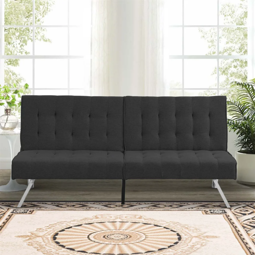 

Linen Futon Convertible Sofa for Home Office, Tufted Back, Space Save,Durable and Strong， 68.00 X 32.90 X 32.30 Inches