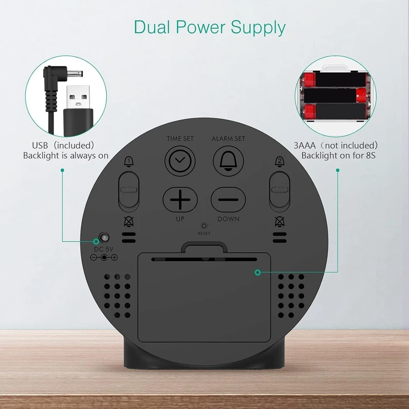 Будильник цифровые дорожные будильники прикроватные аккумуляторы двойной