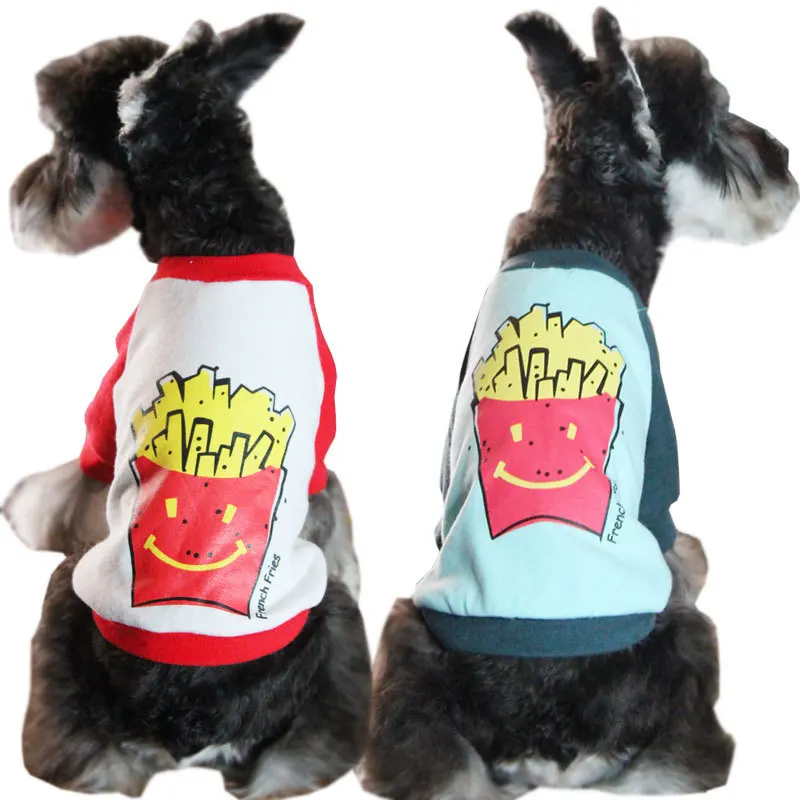 CHips Print Fall Spring Pet Clothes Pattern Dog Clothes Cat Dog Sweatershirt Hoodie Bichon Teddy Small Dog Clothes