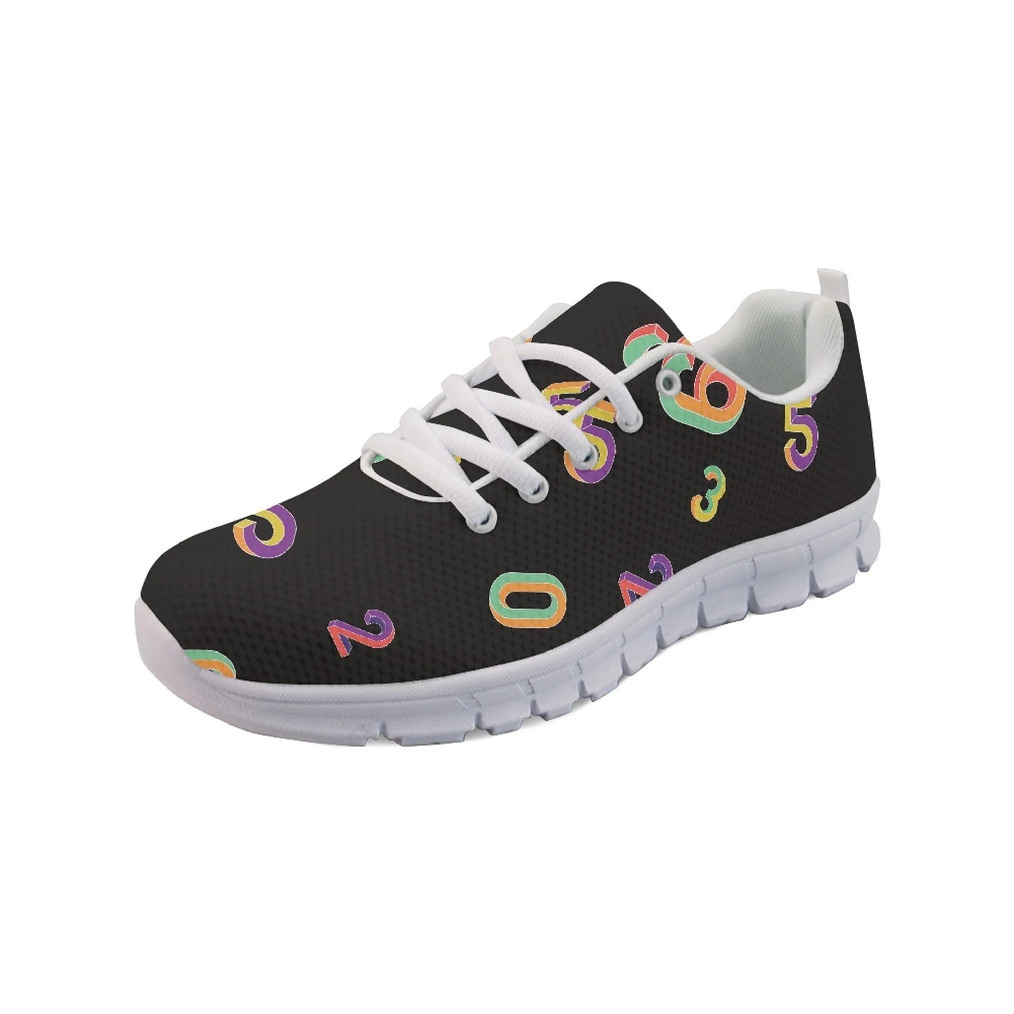 Yikeluo Number Pattern Prints Design Flat Shoes Women Casual Footwear Spring Summer Walking Sneakers Zapatos chaussure femme