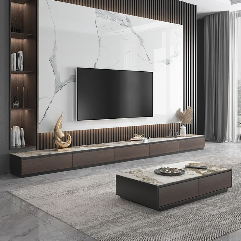 Роскошный напольный шкаф для телевизора гостиной современный домашний кофейный