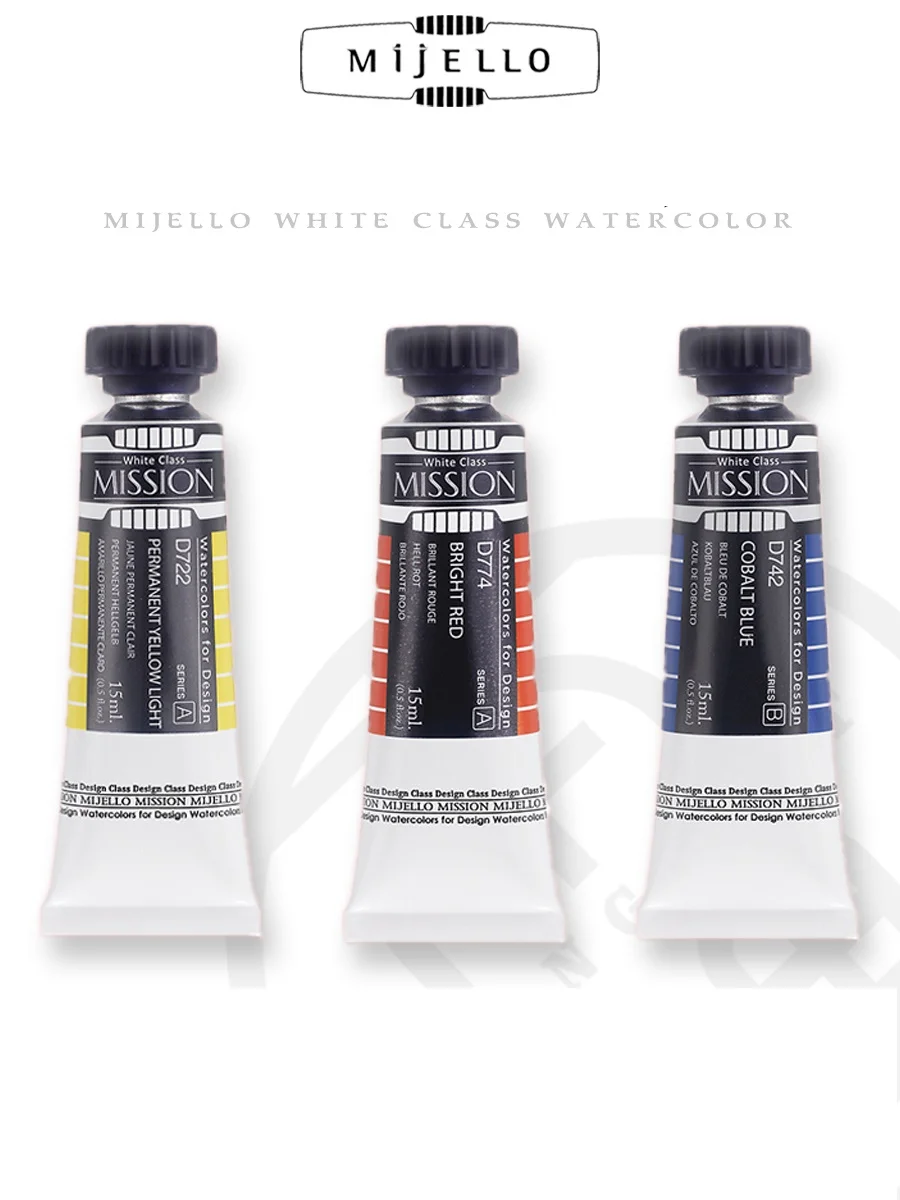 Korea MijELLO white class watercolor paint professional artist aquarela15ml tubular painting student supplies art supplies