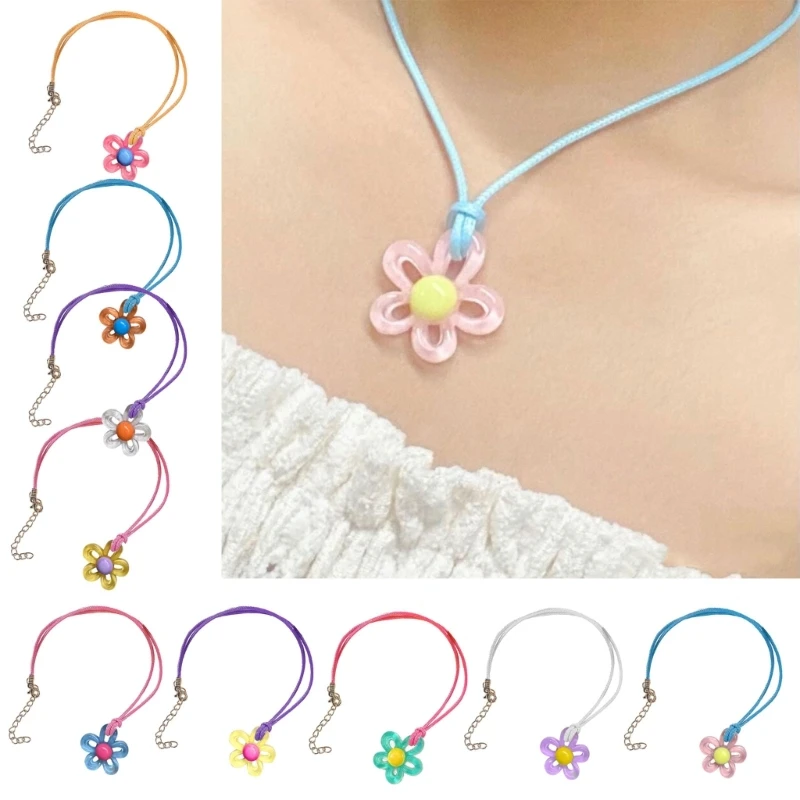 

Retro Braided Leather- Rope Flower Necklace Female Hip-hop Cold Wind Neck Chain