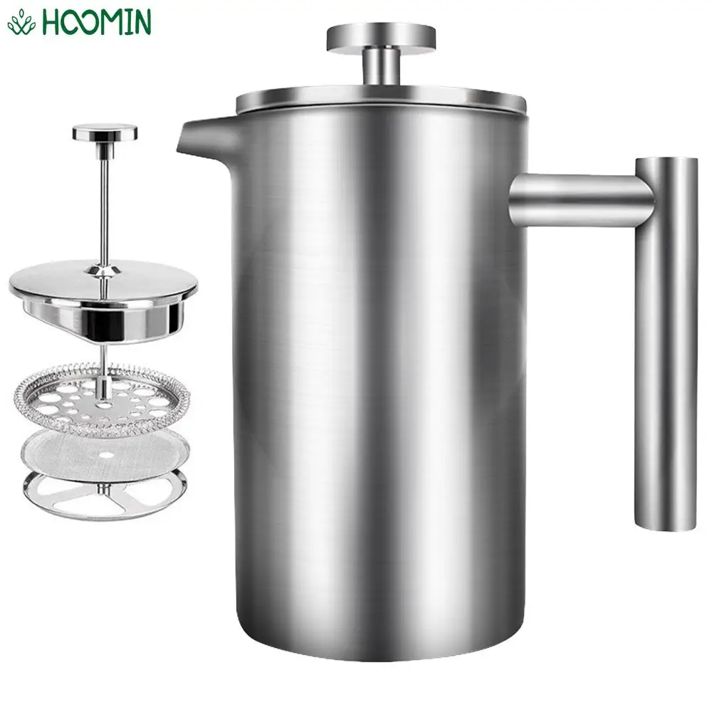 Coffee Percolator Pot Tea Maker Pot Espresso Coffee Machine Large Capacity Double Wall Stainless Steel French Press Coffee Maker