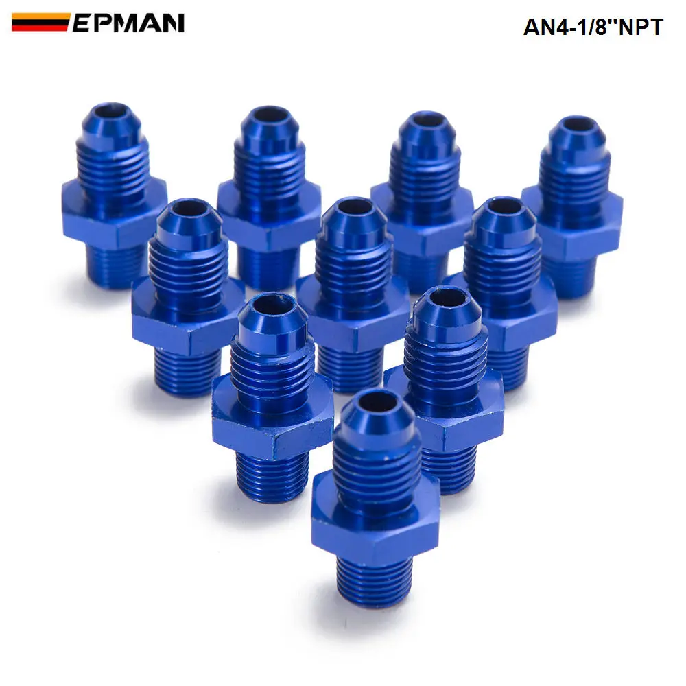 

10PCS/LOT AN -4 AN4 Flare to 1/8 NPT Straight Male Oil Cooler Fuel Oil Hose Fitting Adapter AN4-1/8''NPT