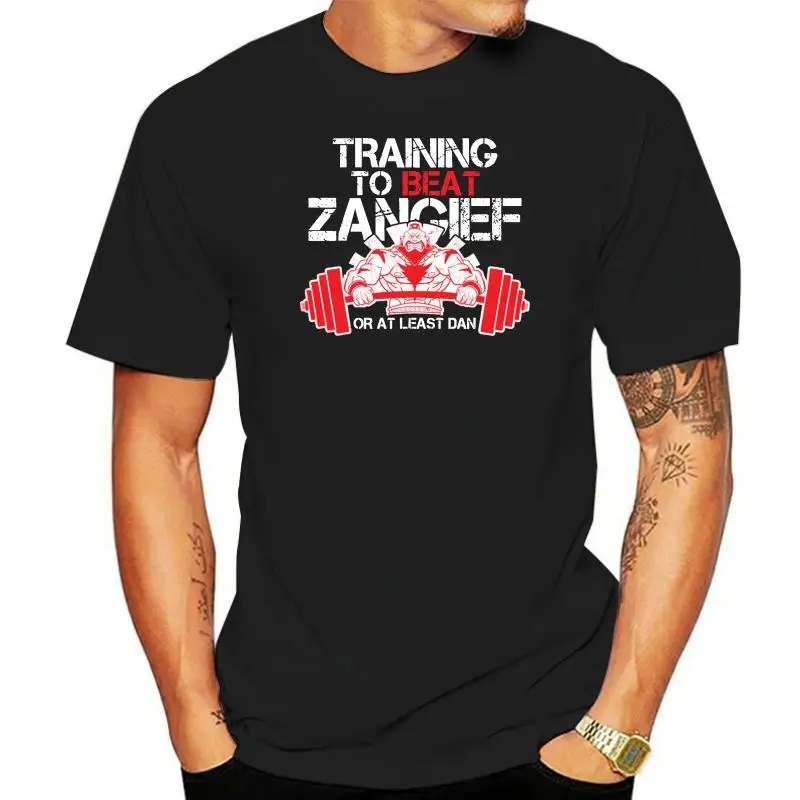 

Street Fighters Training To Beat Zangief T Shirt Euro Size Loose Summer 2022 Black Shirt Top Tee Character Letter The New