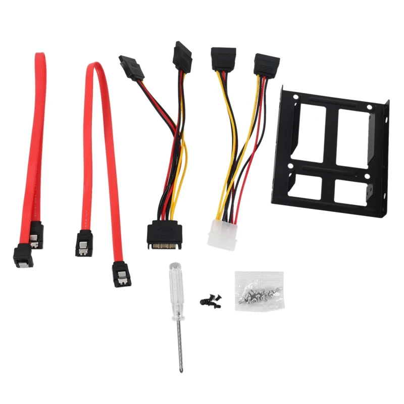 

2X 2.5 Inch SSD To 3.5 Inch Internal Hard Disk Drive Mounting Kit Bracket (SATA Data Cables And Power Cables Included)