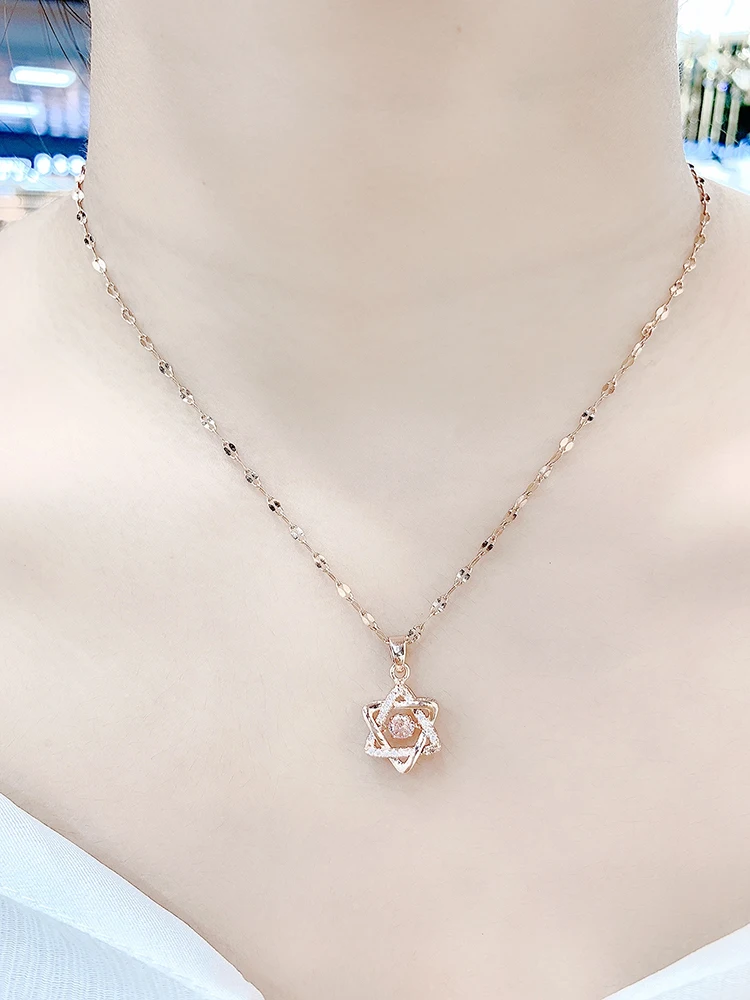 

2023 New Styles Shiny Star Necklace Female Exquisite Layer Pendant Clavicle Chain Necklace Wedding Party Jewelry Gifts